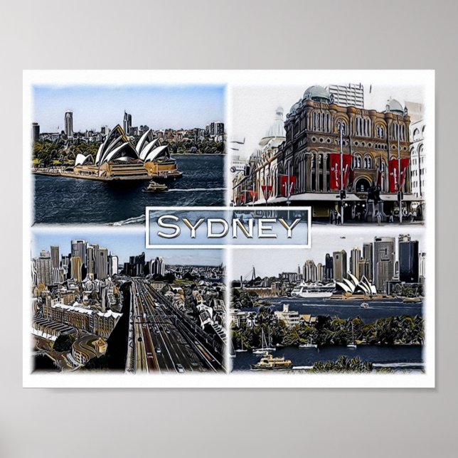 Póster Sidney - Australia - Mosaic - (Frente)