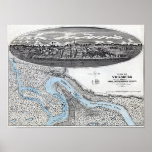Póster Siege of Vicksburg - Civil War Panoramic Map 2