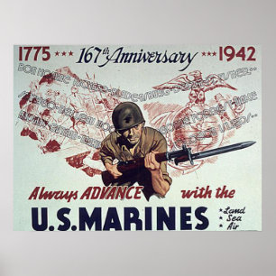 Póster Siempre avance con los infantes de marina de los