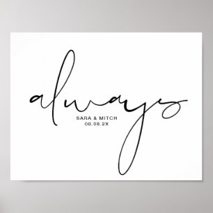 Póster Siempre Boda Poster Rótulo con nombres y fecha