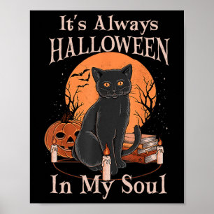 Póster Siempre es Halloween en mi Alma Calabaza Gato Dive
