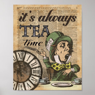 Póster Siempre es tiempo de té Mad Hatter Dictionary Art