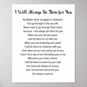 Póster Siempre Estaré Ahí Para Tu Poema De Amistad.