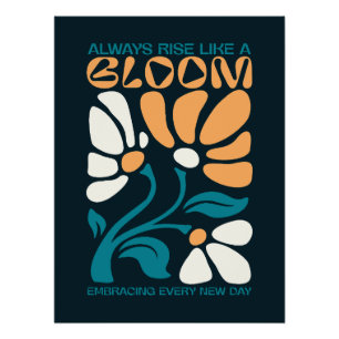 Póster Siempre Levántate Como una Cita Positiva Floral