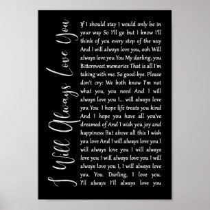 Póster Siempre Te Amaré Letras De Canción De Guión Negro