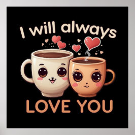 Póster Siempre te amaré, pareja de tazas de té.