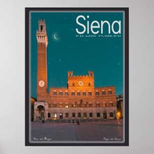 Póster Siena - Noche del Palazzo Pubblico