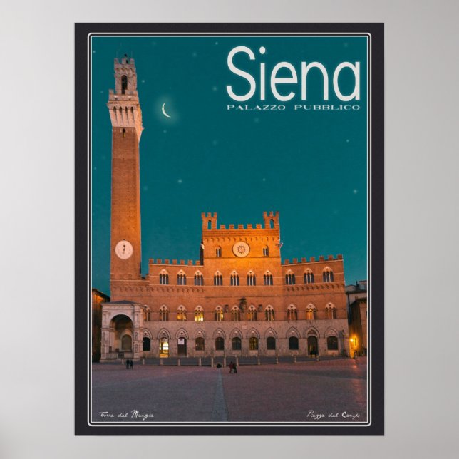 Póster Siena - Noche del Palazzo Pubblico (Frente)