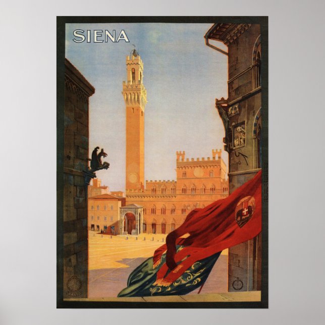 Póster SIENA Toscana ITALIA Vintage ENIT Vacaciones turís (Frente)