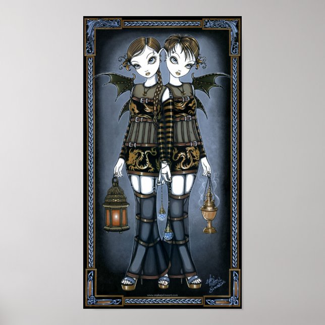 Póster Siena y Celeste Poster de hadas gemelas de dragón  (Frente)