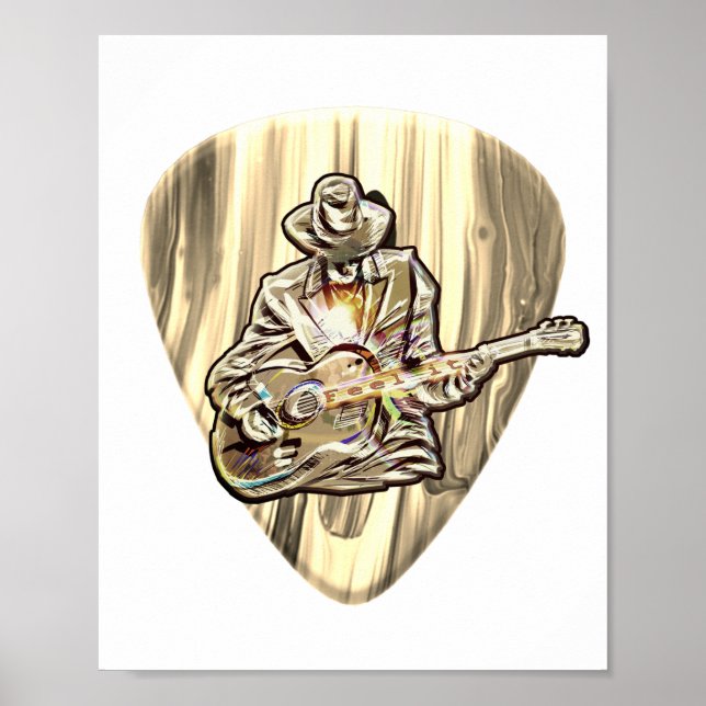 Póster Sienta el Blues - Diseño artístico de guitarra (Frente)