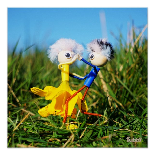 Póster Sierlijk dansend actief Fubby poppetjes stel. (Anverso)