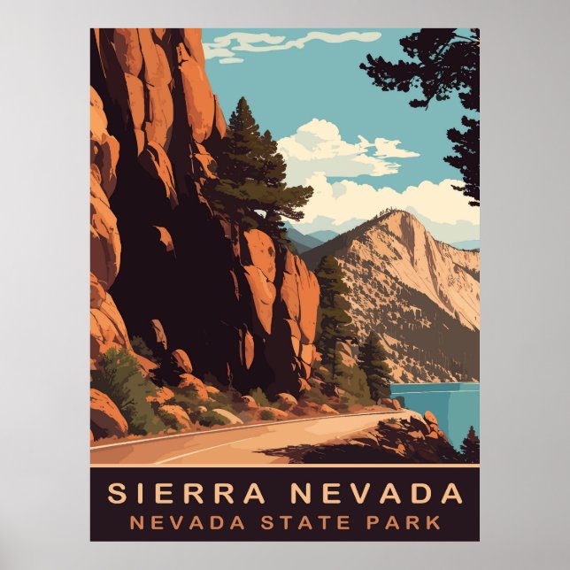 Póster Sierra Nevada, Montañas, Viajes (Frente)