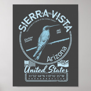 PÓSTER SIERRA VISTA ARIZONA - ILUSTRACION HUMMINGBIRD