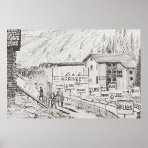 Póster Sierre a la raza de la montaña de Zinal el final