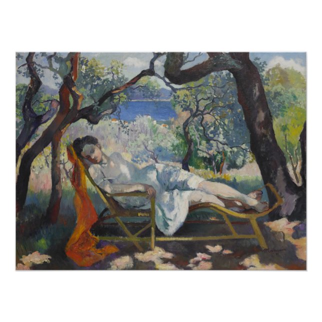Póster Siesta (Dama Dormiendo en un jardín mediterráneo) (Anverso)
