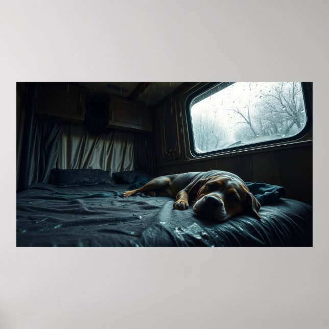 Póster Siesta de perro soñoliento en RV (Frente)