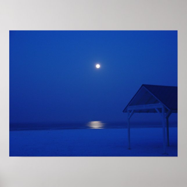 Póster Siesta Key, Florida - Luna llena sobre el golfo al (Frente)