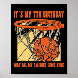 Póster Siete años Feliz 7° cumpleaños de Baloncesto