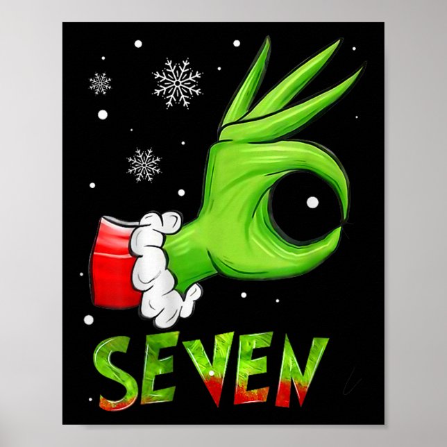 Póster Siete Divertidos 6 7 Meme Santa Navidad Xmas Profe (Frente)