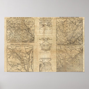 Póster Siete mapas de New York Herald