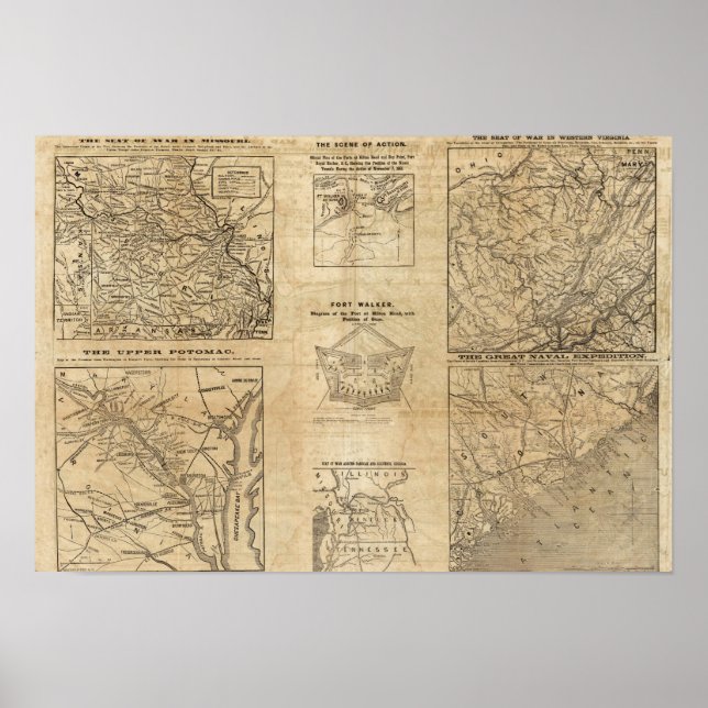 Póster Siete mapas del New York Herald (Frente)