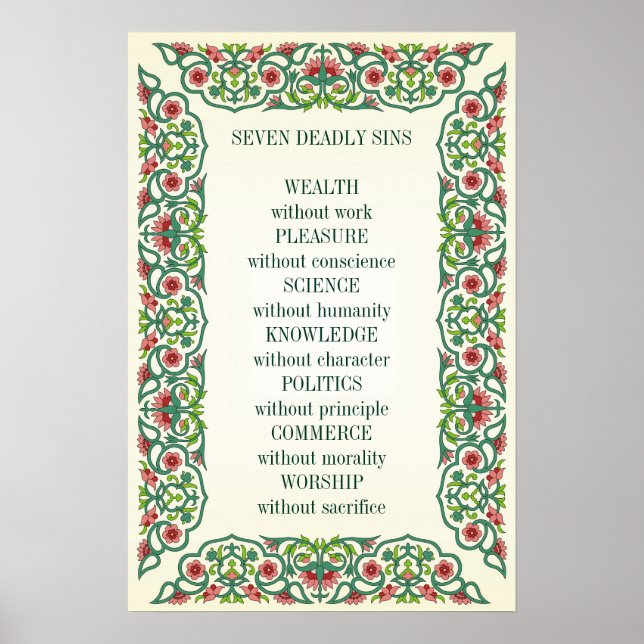 Póster Siete muertos pecadores Riqueza sin trabajo Agrada (Frente)