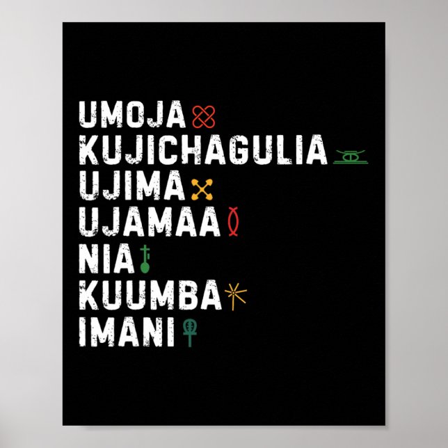 Póster Siete Principios De Kwanzaa Feliz Kwanzaa 8 (Frente)