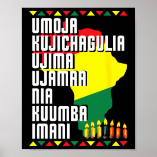 Póster Siete Principios de Kwanzaa Mapa Africano Hombres