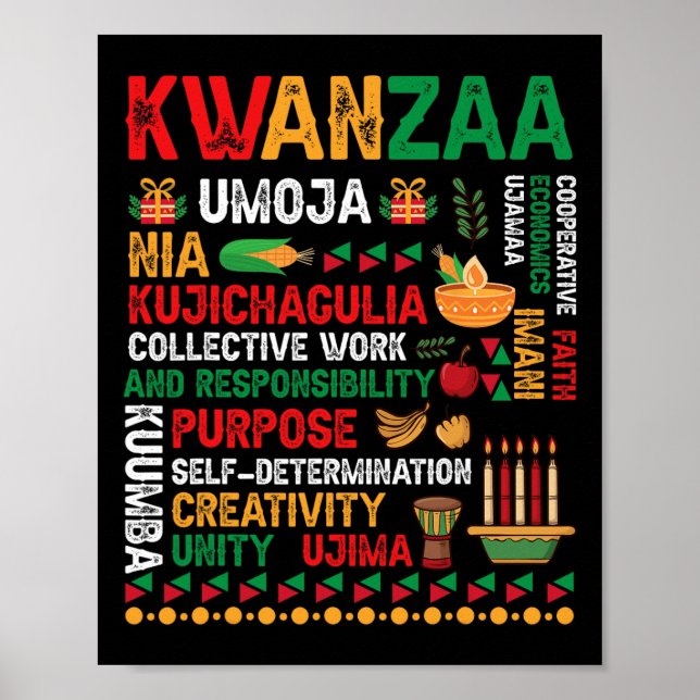 Póster Siete Principios De Kwanzaa Orgullosos Africanos (Frente)