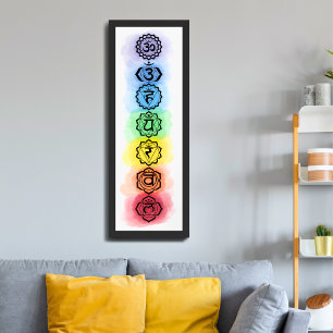 Póster Siete símbolos chakras para espiritual y Minimalis