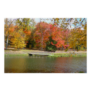 Póster Siete Springs Fall Bridge III Paisaje de Otoño