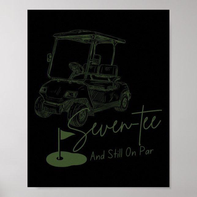 Póster Siete Tee Todavía En Par 70 Cumpleaños Golf L (Frente)