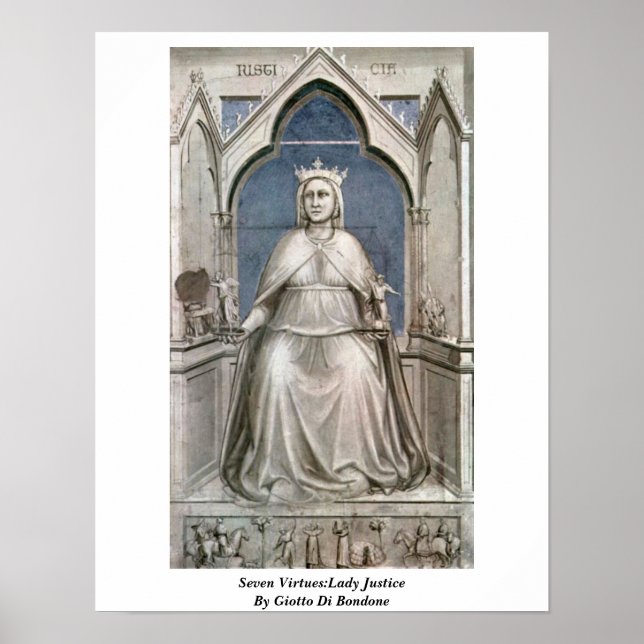 Póster Siete virtudes: Dama Justicia De Giotto Di Bondone