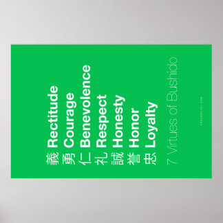 Póster Siete virtudes del Bushido
