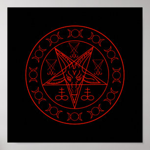 Póster Sigilia de la luna triple de Baphomet y sigilia de