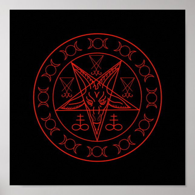 Póster Sigilia de la luna triple de Baphomet y sigilia de (Frente)