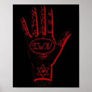 Póster Sigilo del Pentagrama Satánico Mano de Misterios d