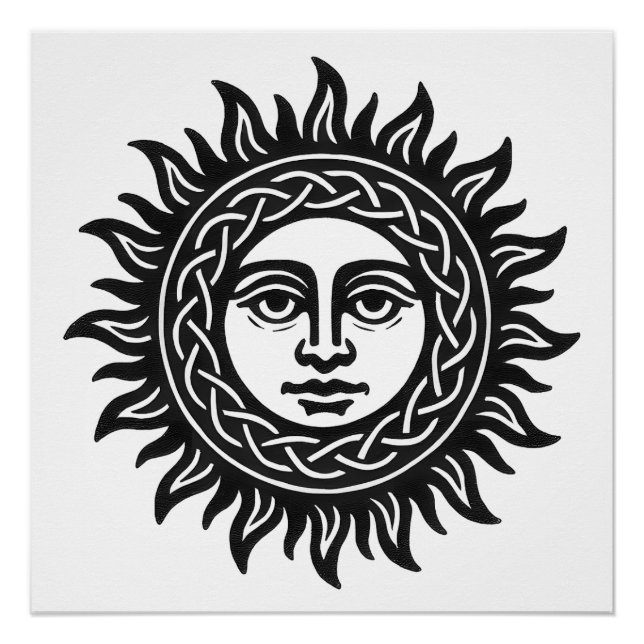Póster Sigilo del Rostro Solar - Emblema del Sol Negro (Anverso)