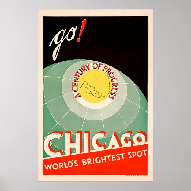 Póster Siglo de Progreso de Chicago - Feria Mundial Vinta (Frente)