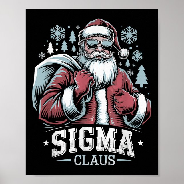 Póster Sigma Claus Cool Santa Funny Christmas Rizz Rizzle (Frente)