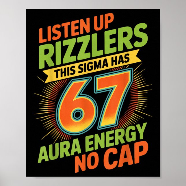 Póster Sigma Tiene 67 Número de Aura 67th Aura Farming He (Frente)