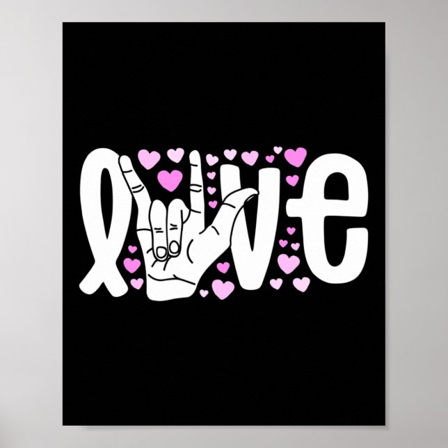 Póster Sign Language Love Asl Be Kind Deaf Awareness  (Frente)