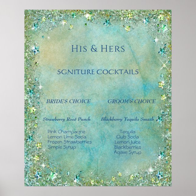 Póster  Signature Cocktails Tropical Blue Green Glitter (Frente)