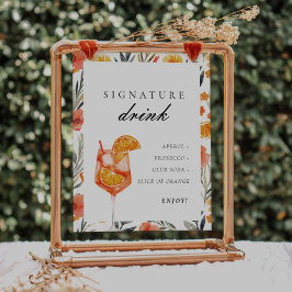 Póster Signature Drink Aperol Bridal Shower Sign