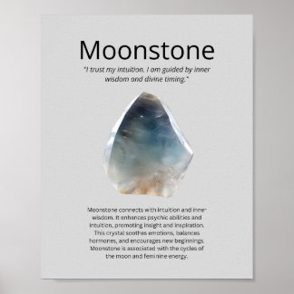 Póster Significado de cristal de la piedra lunar