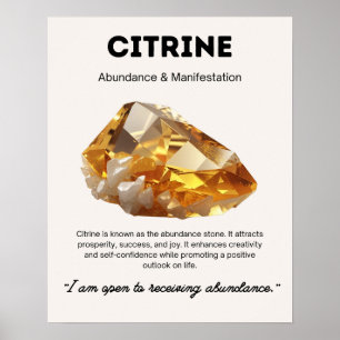 Póster Significado de cristal de piedra de citrina