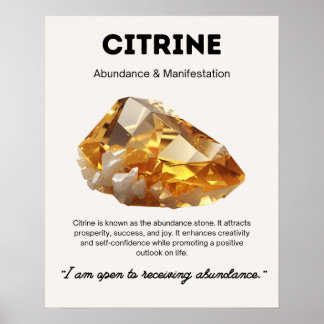 Póster Significado de cristal de piedra de citrina