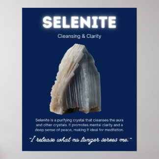 Póster Significado de cristal de piedra selenita