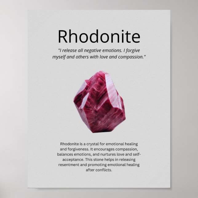Póster Significado de cristal de rodonita (Frente)